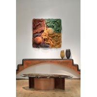 <a href="https://www.galeriegosserez.com/artistes/t-sakhi.html"> T SAKHI </a> - Reconciled Fragments - Table basse "Amazonite"